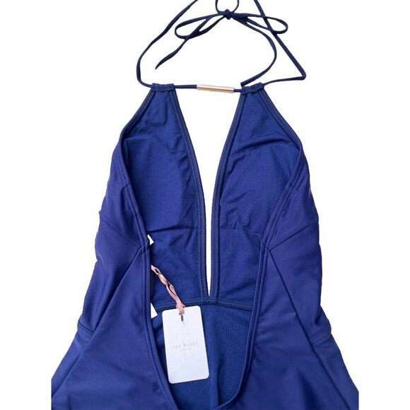 Ted Baker London Navy Blue Halter one piece Swimsuit size 2=4-6 - Picture 5 of 10